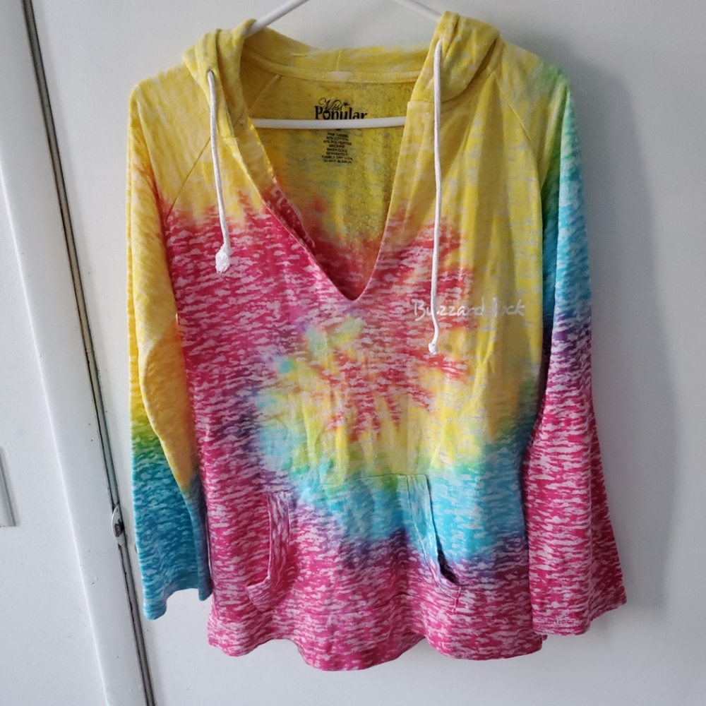 Miss Popular Womens Size Medium Multicolored Blizzard Rock‎ Light Hoodie Shirt